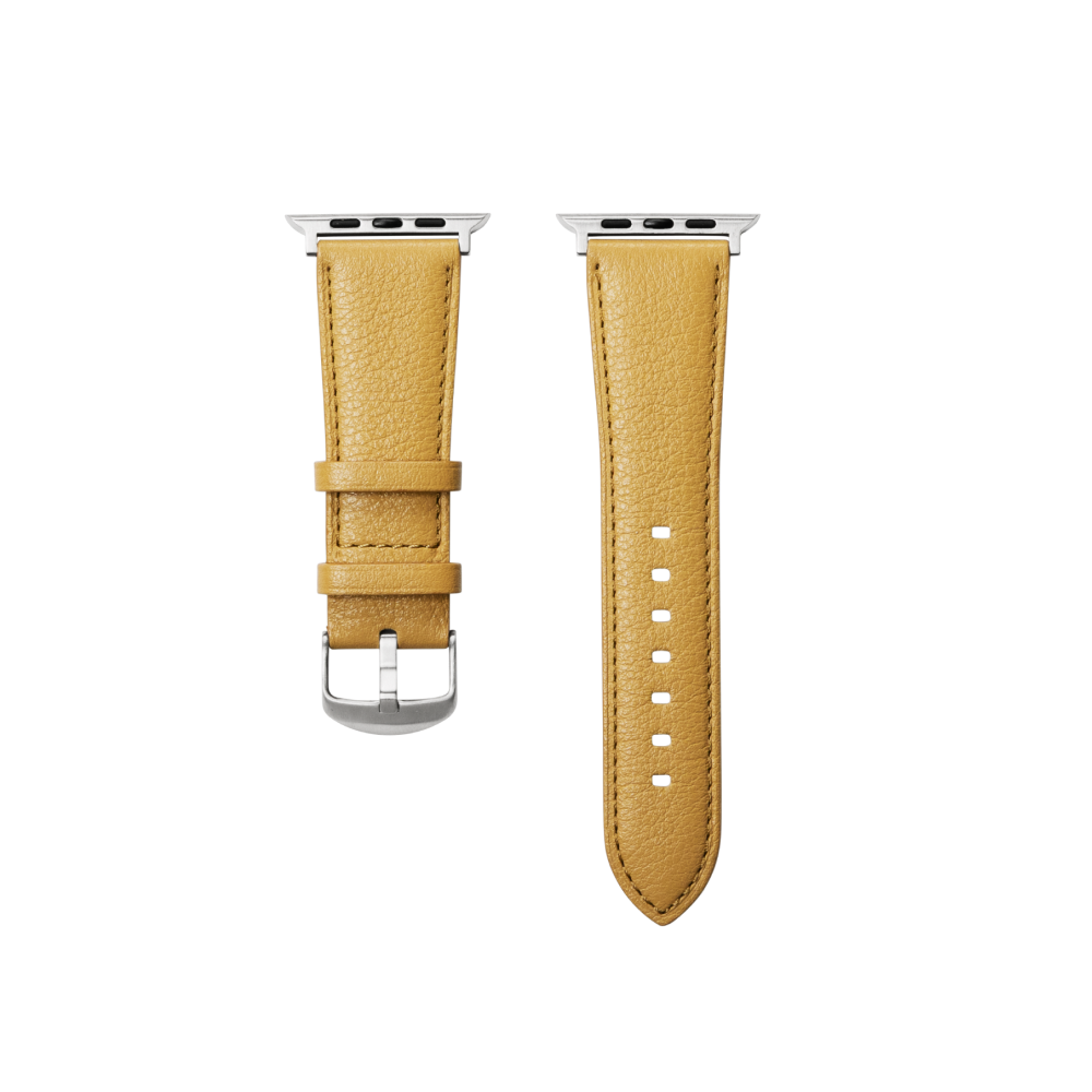 Cowhide (Field Soft Leather) Clarte Apple Watch Leather Band in Mustard Yellow Made in Japan