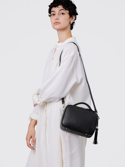 Cowhide  Clarte Mini Shoulder in White Latte Made in Japan