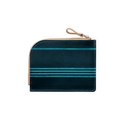 Bull Hide  Tsuchiya Kaban x Yuhaku Gradient L Zip Wallet in Ocean Stripes Made in Japan