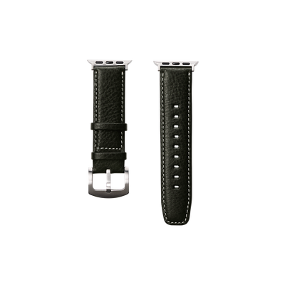 Cowhide (Vachetta Milled Leather) Urbano Apple Watch Leather Band in Black Olive Made in Japan