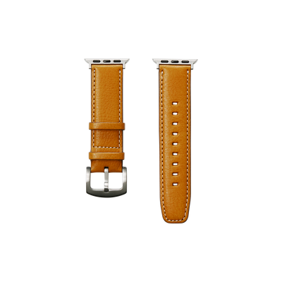 Cowhide (Vachetta Milled Leather) Urbano Apple Watch Leather Band in Camel Gold Made in Japan