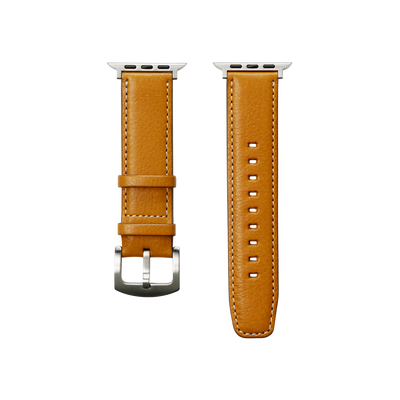 Cowhide (Vachetta Milled Leather) Urbano Apple Watch Leather Band in Camel Gold Made in Japan
