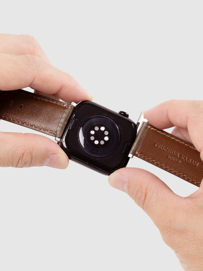 Cowhide (Vachetta Milled Leather) Urbano Apple Watch Leather Band in Lapis Blue  Made in Japan