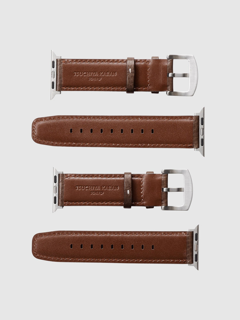 Cowhide (Vachetta Milled Leather) Urbano Apple Watch Leather Band in Black Olive Made in Japan