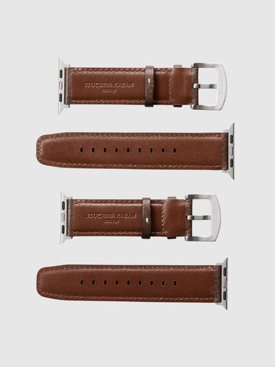 Cowhide (Vachetta Milled Leather) Urbano Apple Watch Leather Band in Black Olive Made in Japan