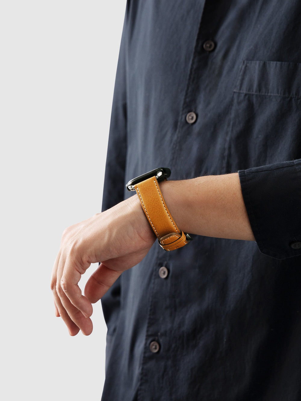 Cowhide (Vachetta Milled Leather) Urbano Apple Watch Leather Band in Camel Gold Made in Japan