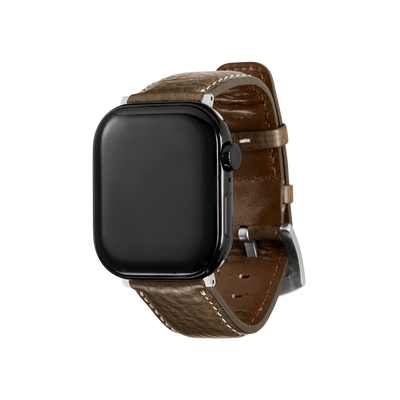 Cowhide (Vachetta Milled Leather) Urbano Apple Watch Leather Band in Dark Sand Made in Japan