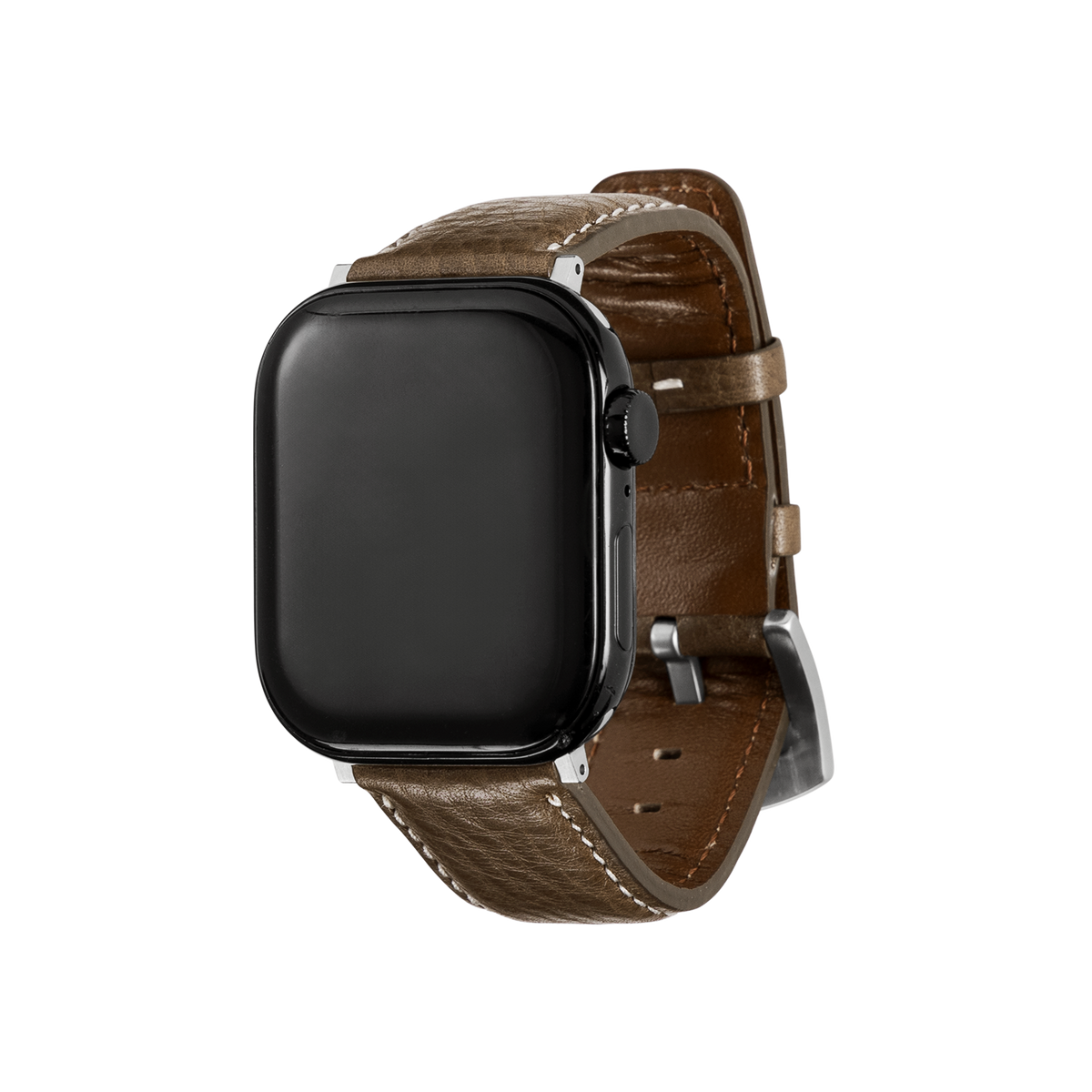 Cowhide (Vachetta Milled Leather) Urbano Apple Watch Leather Band in Black Olive Made in Japan