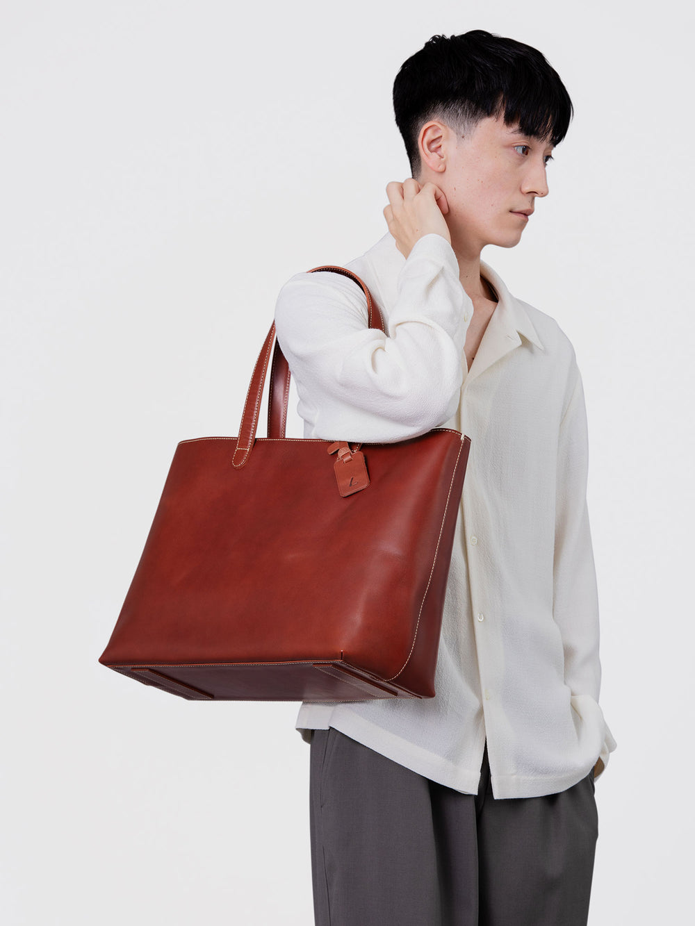 Steerhide  Diario Large Tote in Coffee Made in Japan