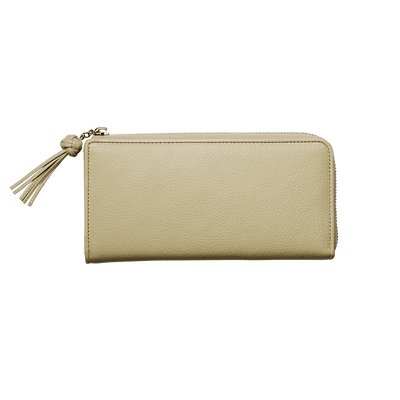 Steerhide (Medium Grain Leather) Editor Zip Long Wallet in Ecru Made in Japan