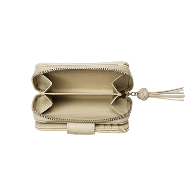 Steerhide (Medium Grain Leather) Editor Zip Medium Wallet in Ecru Made in Japan