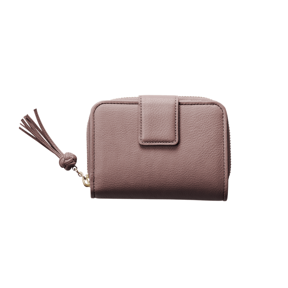 Steerhide  Editor Zip Medium Wallet in Rose Taupe Made in Japan