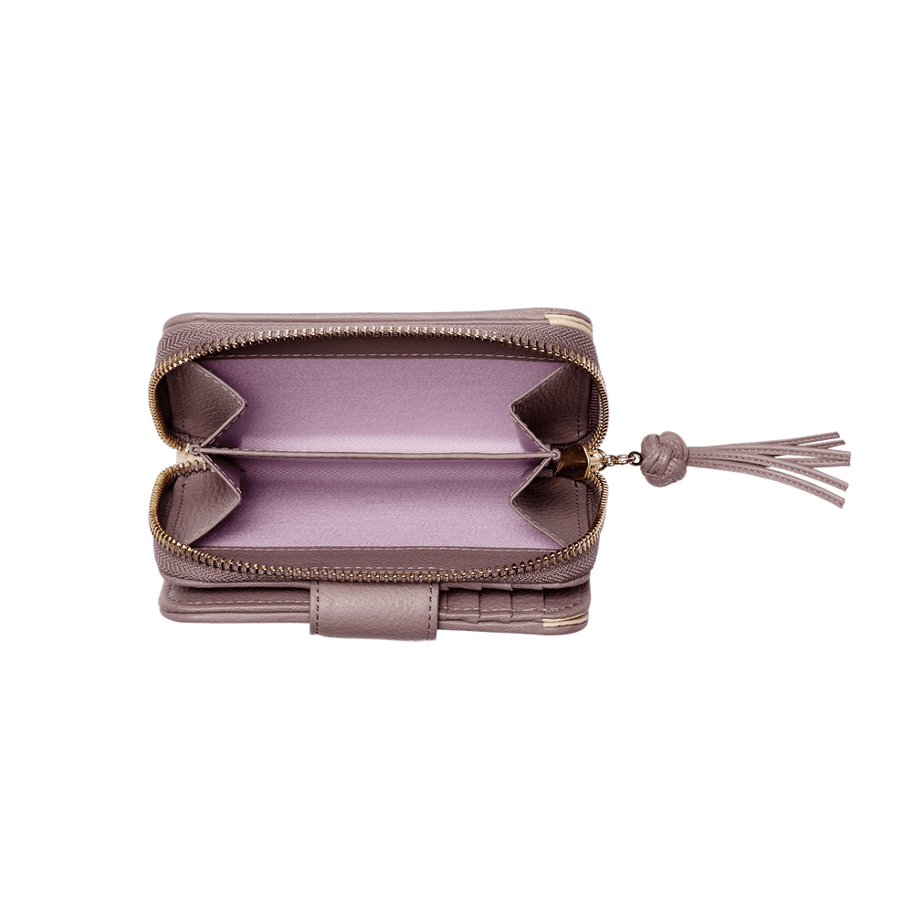 Steerhide  Editor Zip Medium Wallet in Rose Taupe Made in Japan