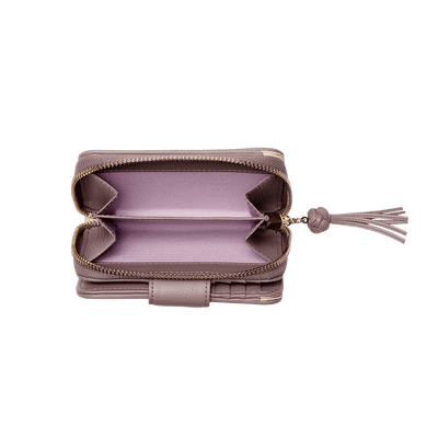 Steerhide  Editor Zip Medium Wallet in Rose Taupe Made in Japan