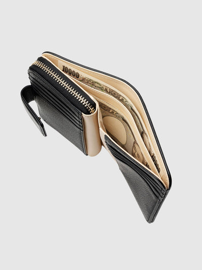 Steerhide (Medium Grain Leather) Editor Zip Medium Wallet in Ecru Made in Japan