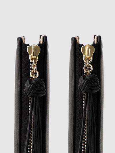 Steerhide (Medium Grain Leather) Editor Zip Medium Wallet in Ecru Made in Japan