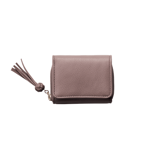 Steerhide  Editor Zip Small Wallet in Rose Taupe Made in Japan