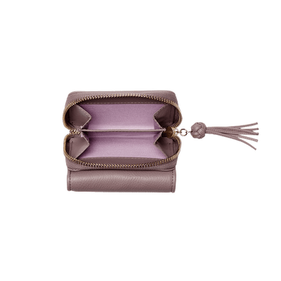 Steerhide  Editor Zip Small Wallet in Rose Taupe Made in Japan