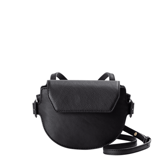 Steerhide  Editor Mini Round Crossbody in Black Made in Japan