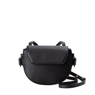 Steerhide  Editor Mini Round Crossbody in Black Made in Japan