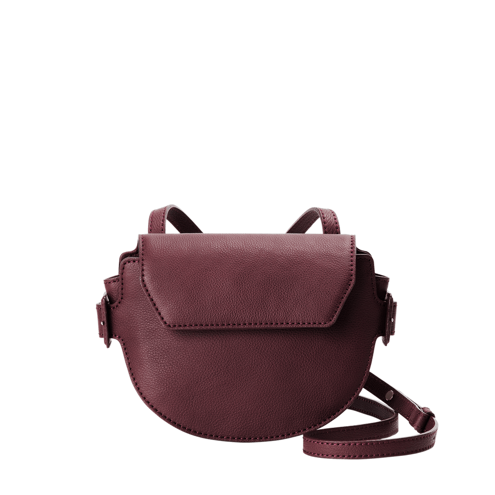 Steerhide  Editor Mini Round Crossbody in Bordeaux Made in Japan