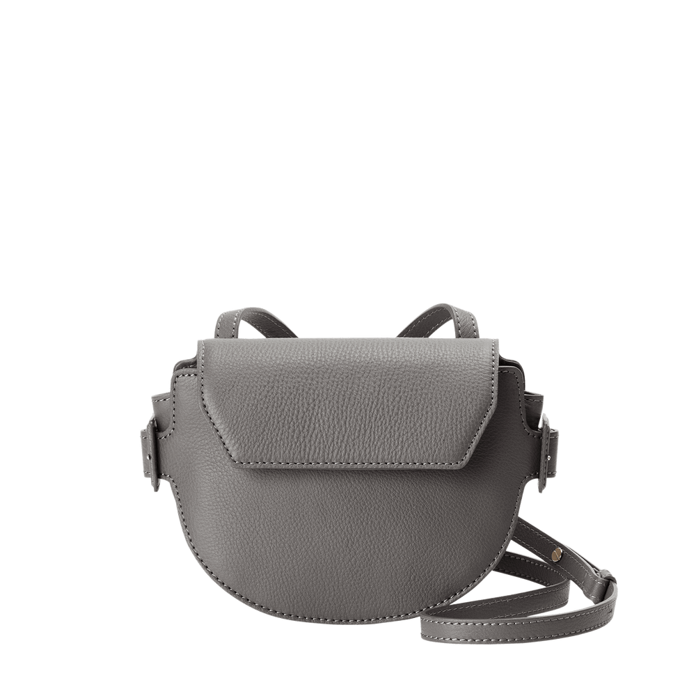 Steerhide  Editor Mini Round Crossbody in Gray Made in Japan