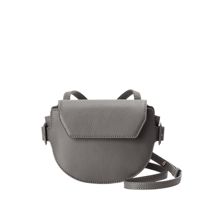 Steerhide  Editor Mini Round Crossbody in Gray Made in Japan