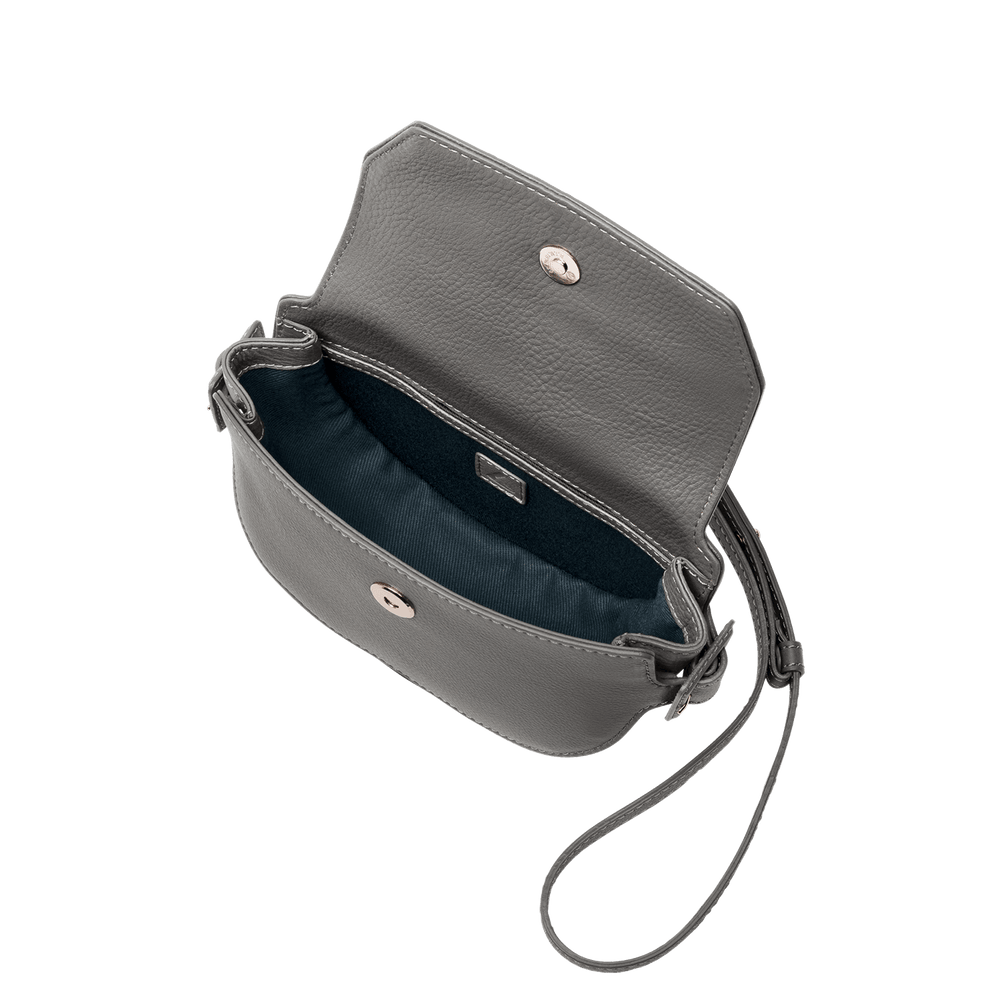 Steerhide  Editor Mini Round Crossbody in Gray Made in Japan