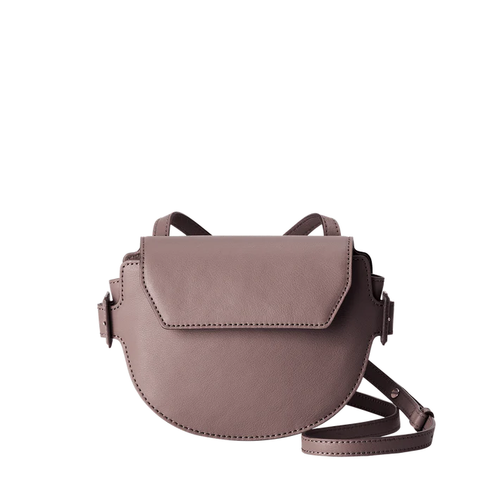 Steerhide  Editor Mini Round Crossbody in Rose Taupe Made in Japan