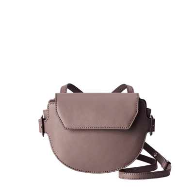 Steerhide  Editor Mini Round Crossbody in Rose Taupe Made in Japan