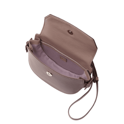 Steerhide  Editor Mini Round Crossbody in Rose Taupe Made in Japan