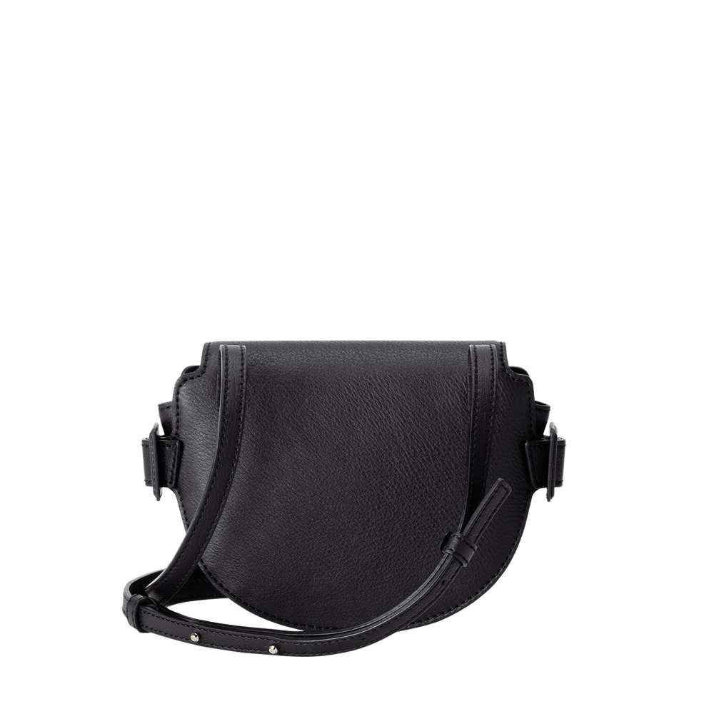 Steerhide  Editor Mini Round Crossbody in Black Made in Japan