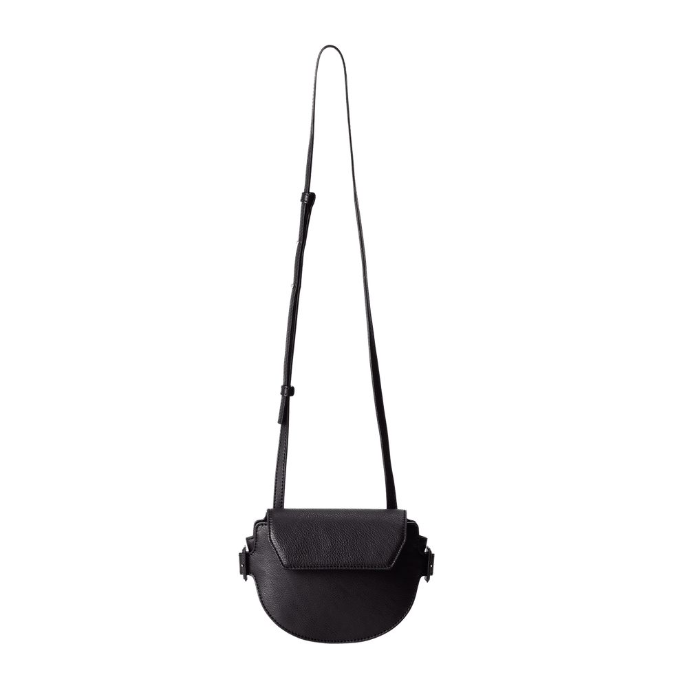 Steerhide  Editor Mini Round Crossbody in Black Made in Japan