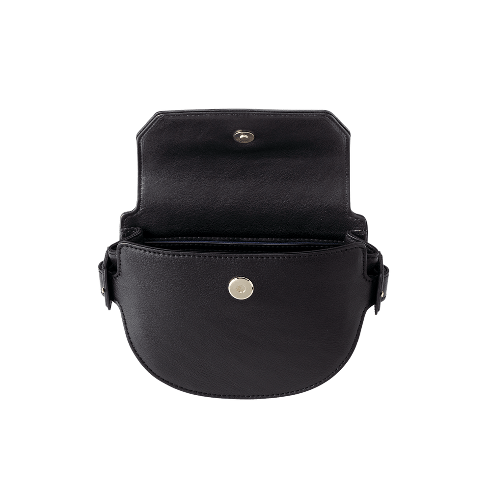 Steerhide  Editor Mini Round Crossbody in Gray Made in Japan