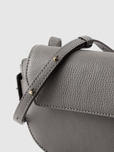 Steerhide (Medium Grain Leather) Editor Mini Round Crossbody in Ecru Made in Japan