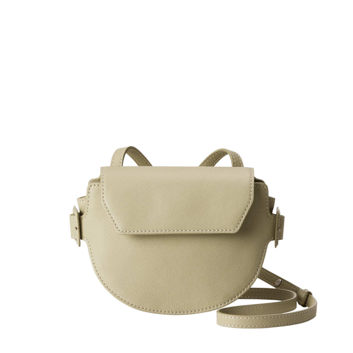 Steerhide (Medium Grain Leather) Editor Mini Round Crossbody in Ecru Made in Japan