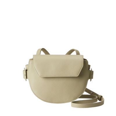 Steerhide (Medium Grain Leather) Editor Mini Round Crossbody in Ecru Made in Japan