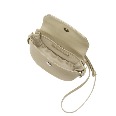 Steerhide (Medium Grain Leather) Editor Mini Round Crossbody in Ecru Made in Japan