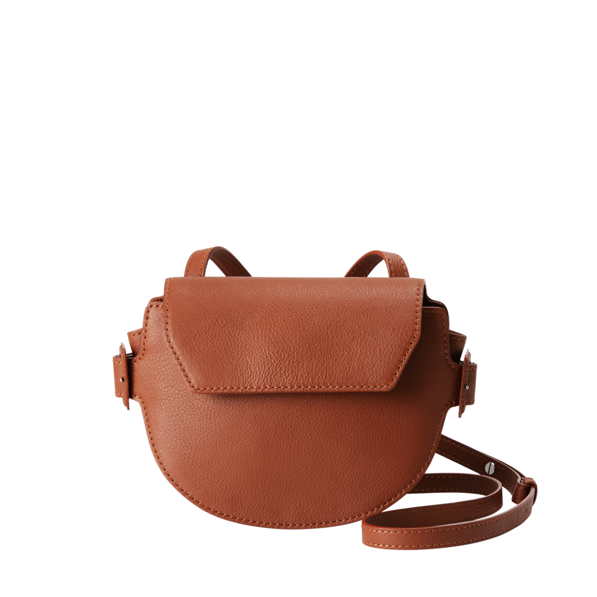 Steerhide (Medium Grain Leather) Editor Mini Round Crossbody in Red Clay Made in Japan