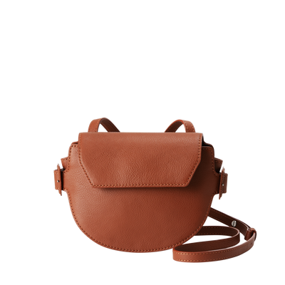 Steerhide (Medium Grain Leather) Editor Mini Round Crossbody in Red Clay Made in Japan