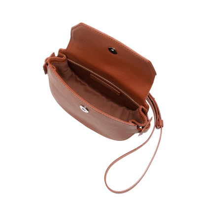 Steerhide (Medium Grain Leather) Editor Mini Round Crossbody in Red Clay Made in Japan