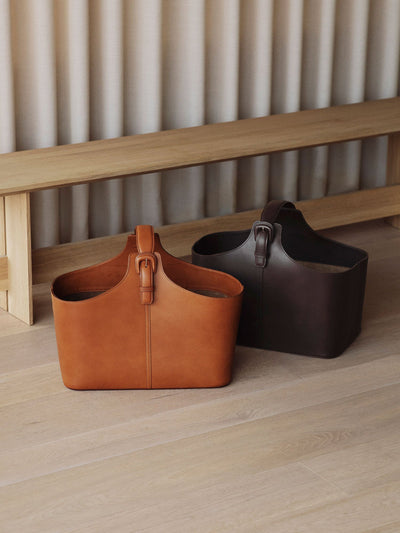 Home Collection Leather Basket (L)