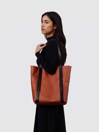 Steerhide  Bengara Heritage Tote in Bengara Red Made in Japan