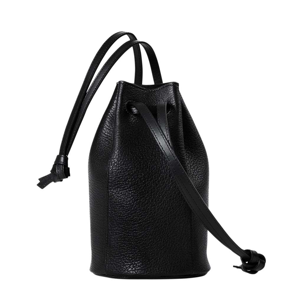 Goatskin  Chari-Happo Drawstring Bag in Black Made in Japan