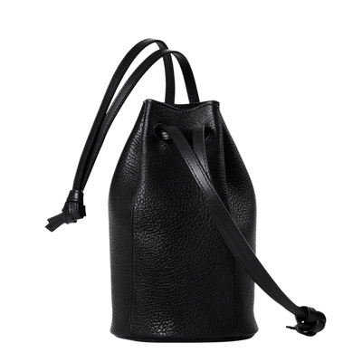 Goatskin  Chari-Happo Drawstring Bag in Black Made in Japan