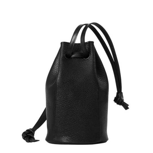 Goatskin  Chari-Happo Drawstring Bag in Black Made in Japan