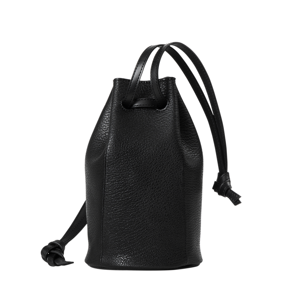 Goatskin  Chari-Happo Drawstring Bag in Black Made in Japan