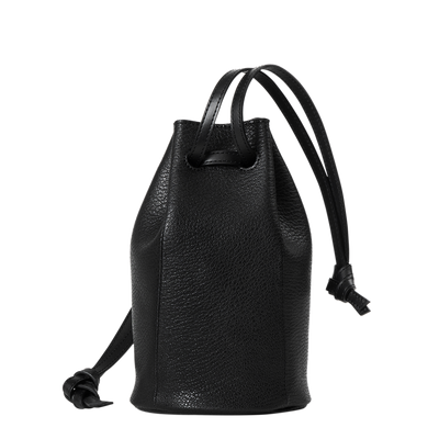 Goatskin  Chari-Happo Drawstring Bag in Black Made in Japan