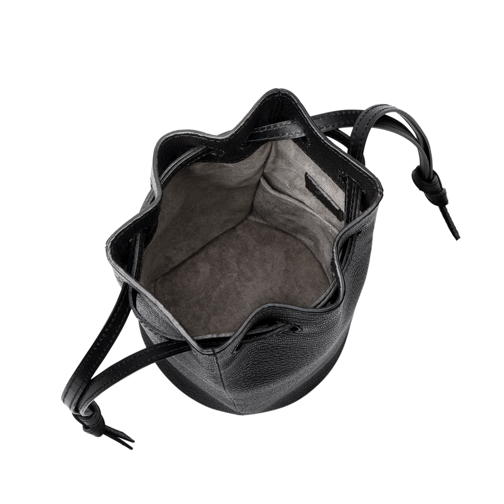 Goatskin  Chari-Happo Drawstring Bag in Black Made in Japan