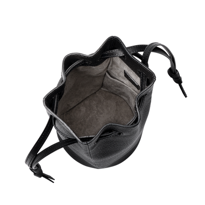 Goatskin  Chari-Happo Drawstring Bag in Black Made in Japan